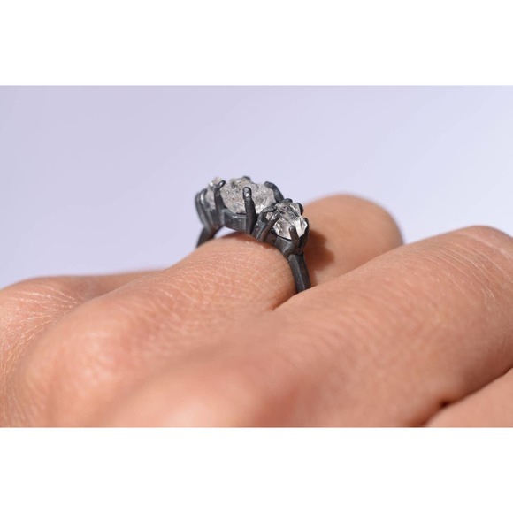 Engagement rings, raw diamond ring, raw stone ring, alternative engageme… - Picture 2 of 3